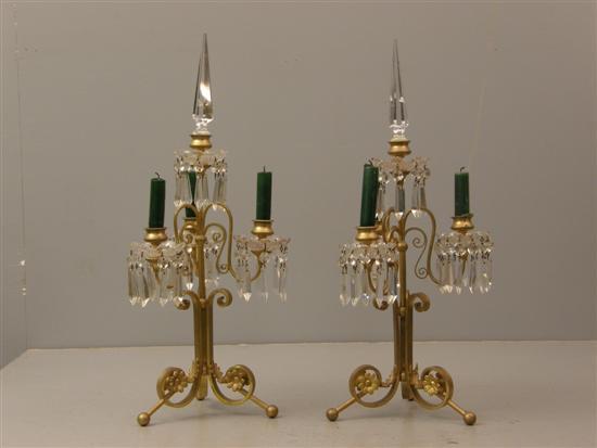 Appraisal: Pair of gilt metal four light candelabra with scrolling arms