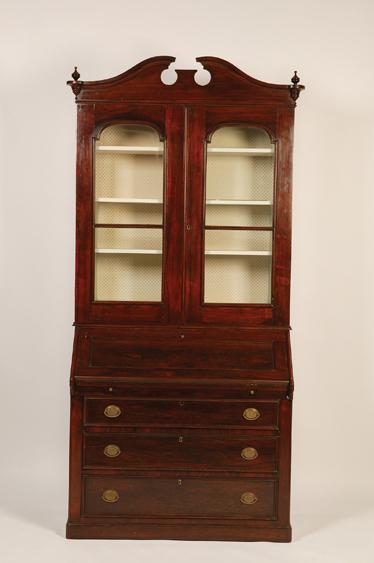 Appraisal: A TH CENTURY AMERICAN ROSEWOOD BUREAU BOOKCASE by Mitchell Rammelsberg