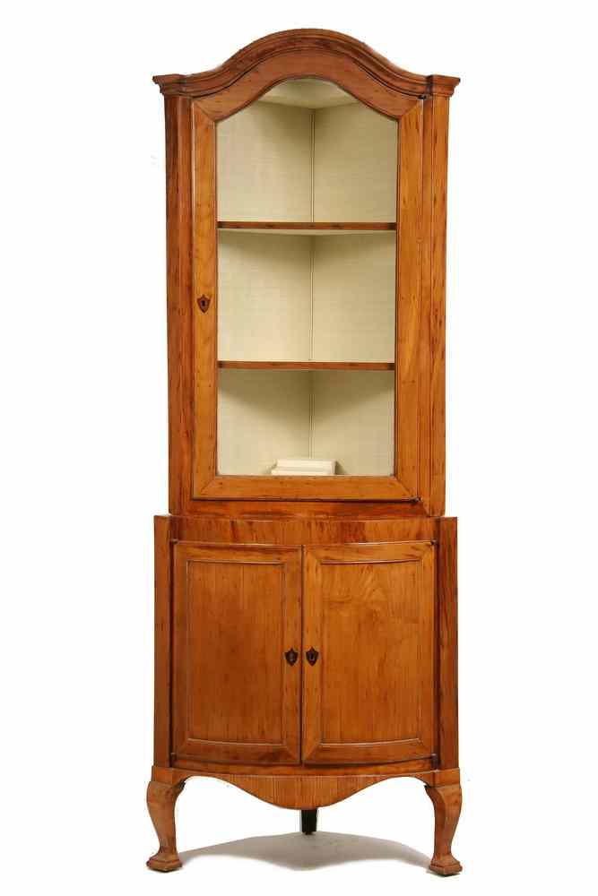 Appraisal: CORNER CABINET - German Biedermeier Fruitwood Corner Cabinet ca bow-front