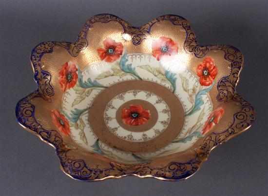 Appraisal: Japanese floral decorated parcel-gilt porcelain bowl late th century Nippon