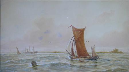 Appraisal: C CALLOW BRITISH TH CENTURY FULL SAILS Signed watercolour cm