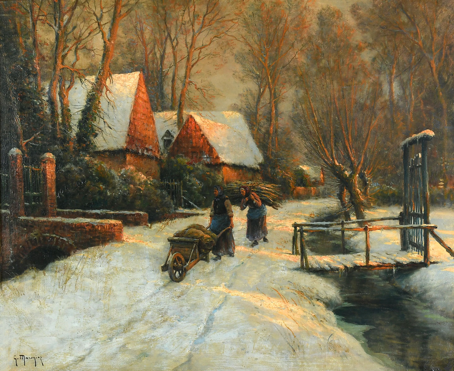 Appraisal: MARONIEZ Georges Philibert Charles French - Winter Landscape and Snowy