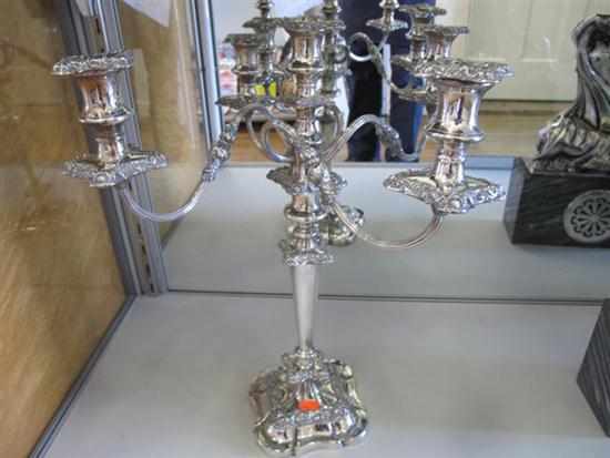 Appraisal: PAIR OF SILVER PLATE FIVE SCONCE CANDELABRA