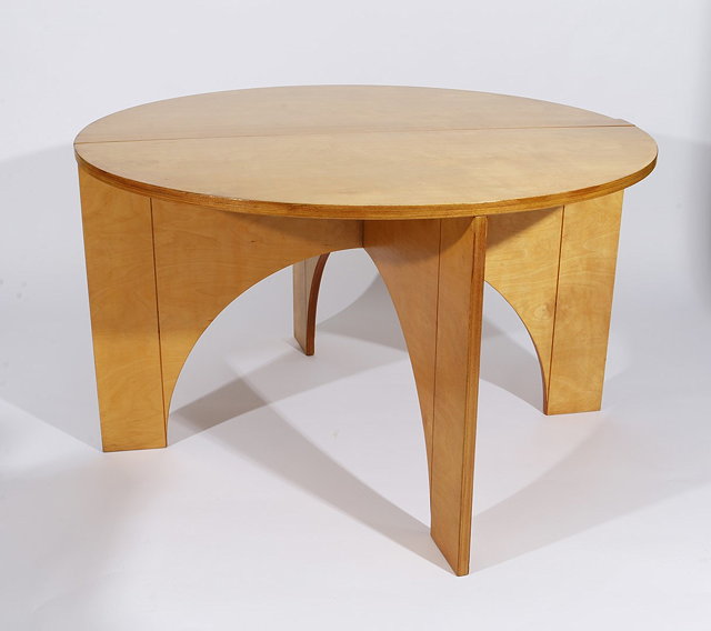 Appraisal: Gerald Summers British - Drop leaf tablelaminated plywood cm high