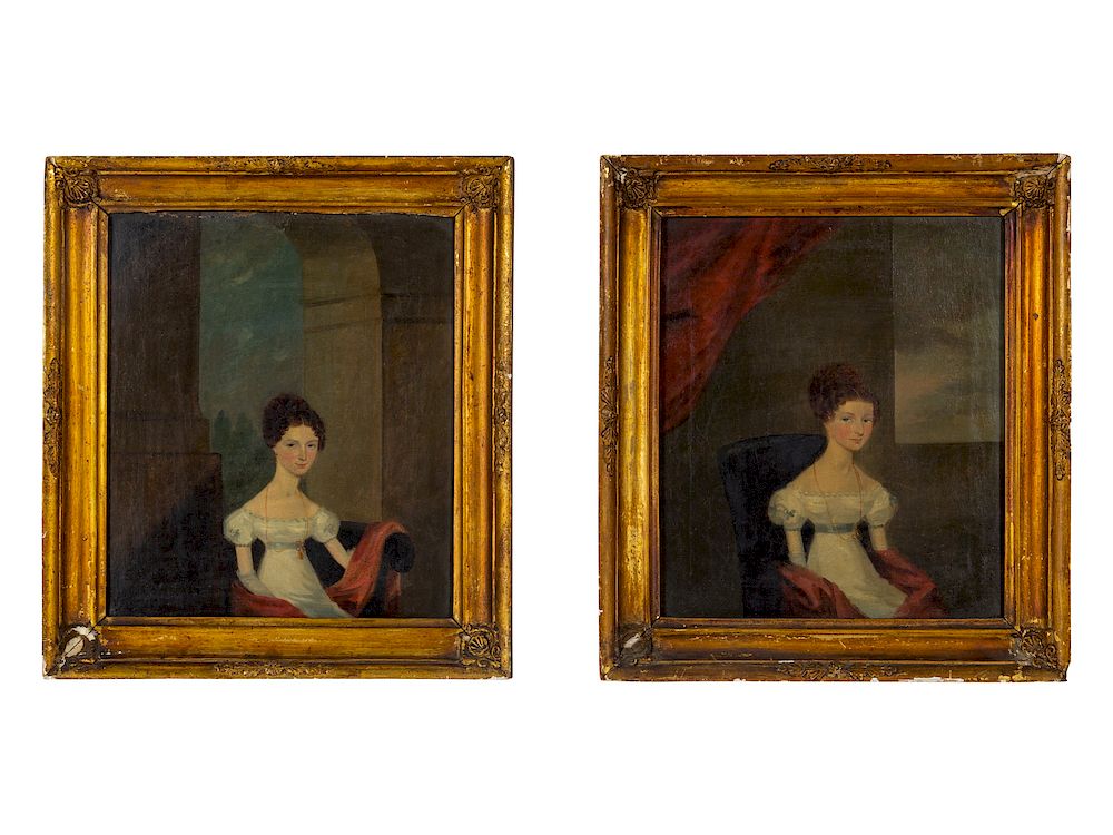 Appraisal: Artist Unknown th Century Portraits a pair of works Artist