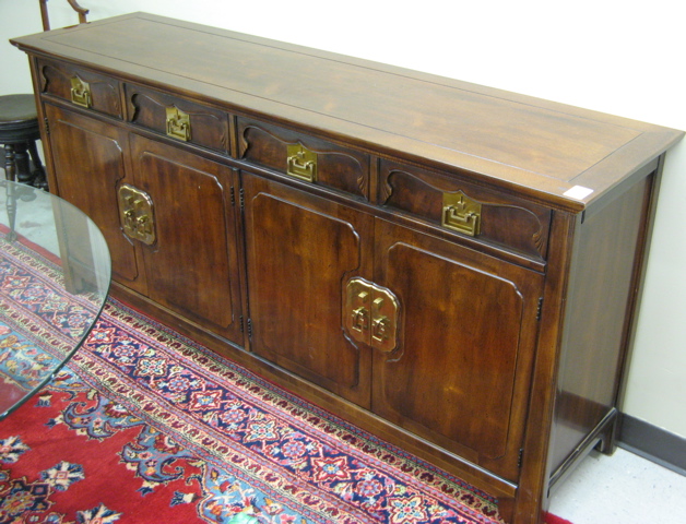 Appraisal: ORIENTAL STYLE HARDWOOD BUFFET Henredon Furniture Co modern the front