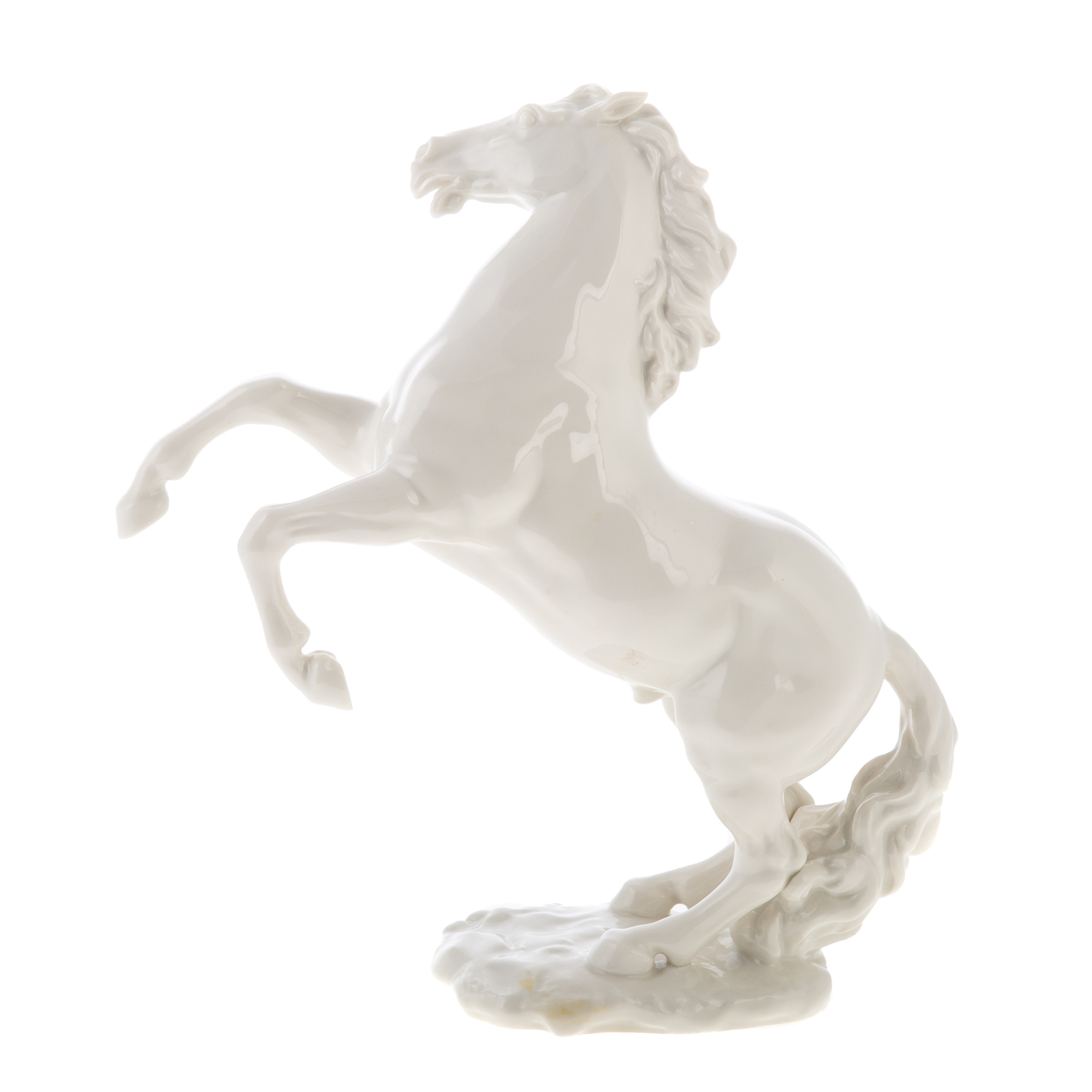 Appraisal: HUTSCHENREUTHER WHITE PORCELAIN REARING STALLION Second half th century by