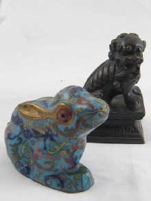 Appraisal: A Chinese cloisonne rabbit circa together with a Chinese bronze