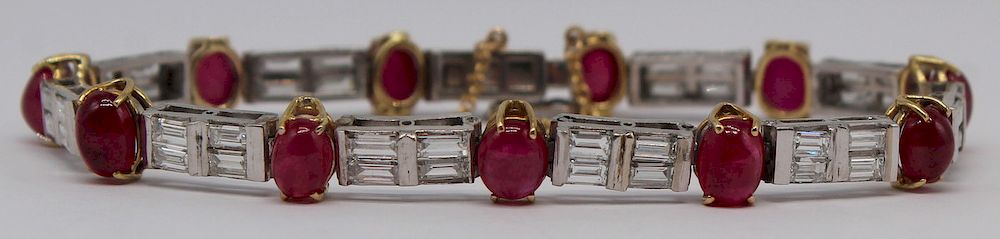 Appraisal: JEWELRY GIA Ruby Platinum and Diamond Bracelet Platinum bracelet set