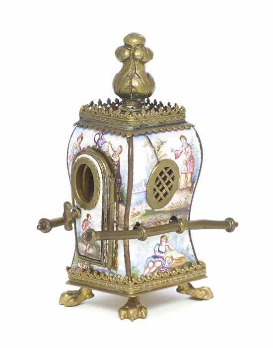 Appraisal: A Viennese Enameled Model of a Sedan Chair unmarked decorated