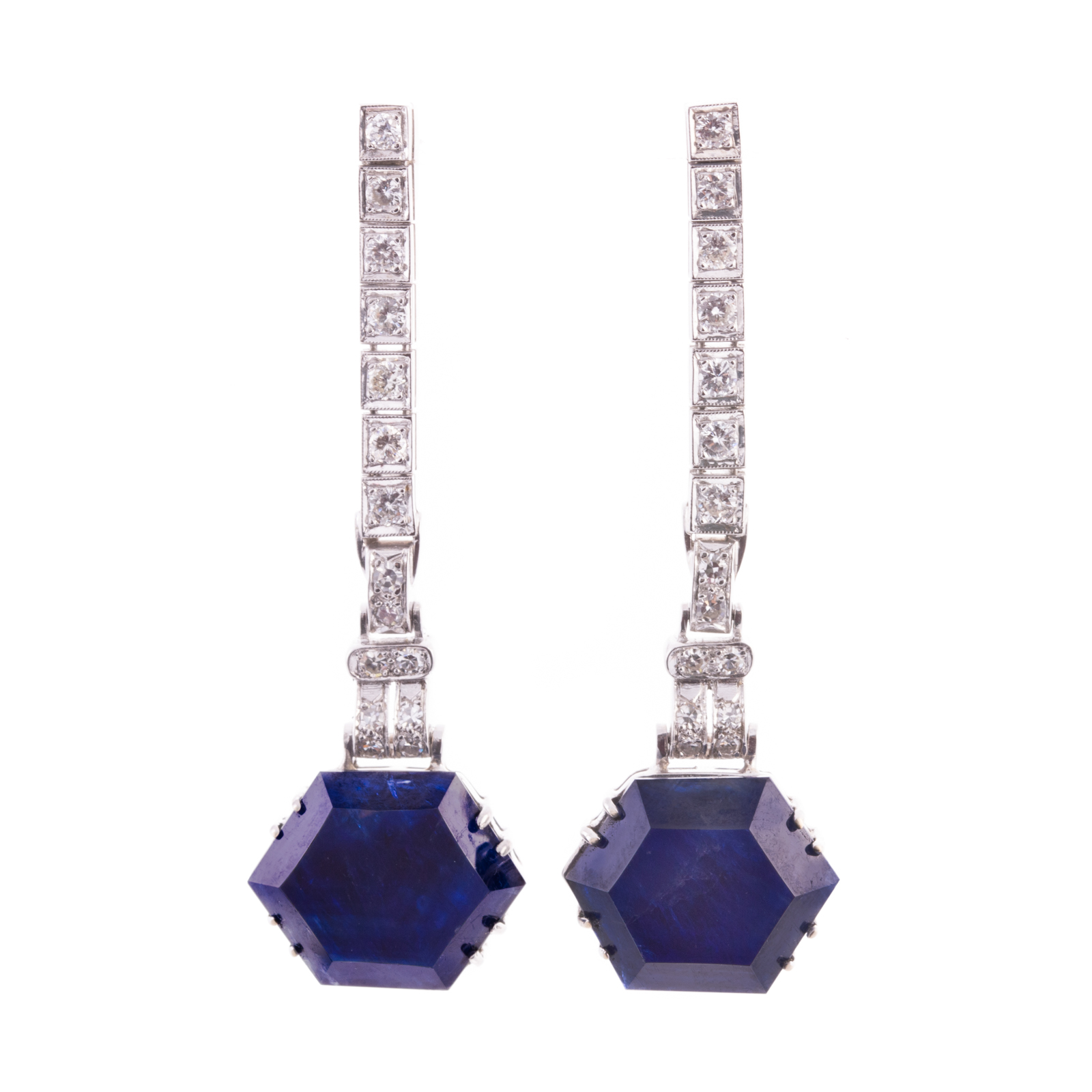 Appraisal: A PAIR OF GIA BURMESE SAPPHIRE DIAMOND EARRINGS Platinum and