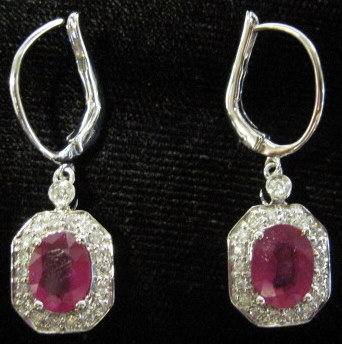 Appraisal: karat white gold ruby and diamond drop earrings Michael ChristoffEach