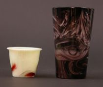 Appraisal: A Grouping of American Glass Pair of marbled glass cups