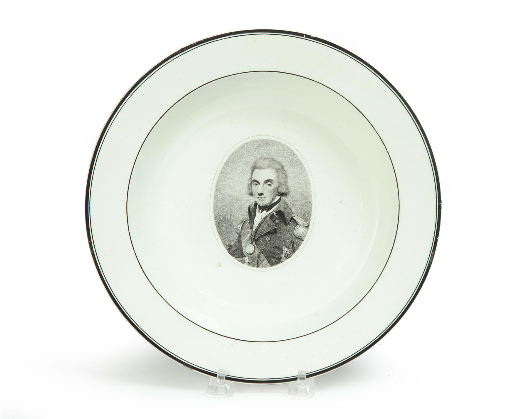 Appraisal: CREAMWARE SOUP PLATE WITH SEPIA TRANSFER OF LORD NELSON England