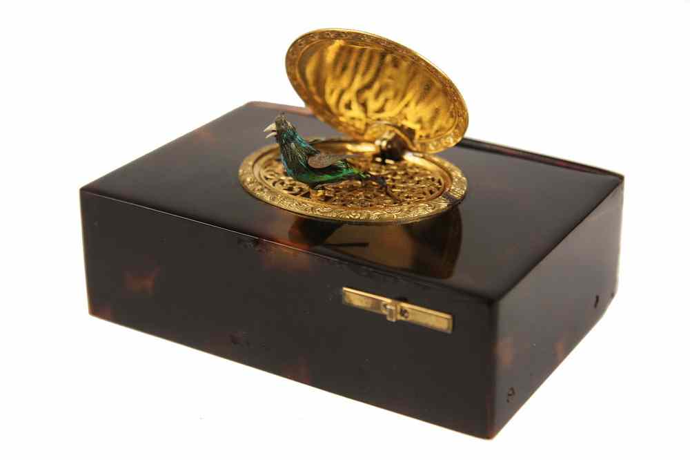 Appraisal: MINIATURE MECHANICAL MUSIC BOX - Patek Philippe Miniature Tortoise Shell