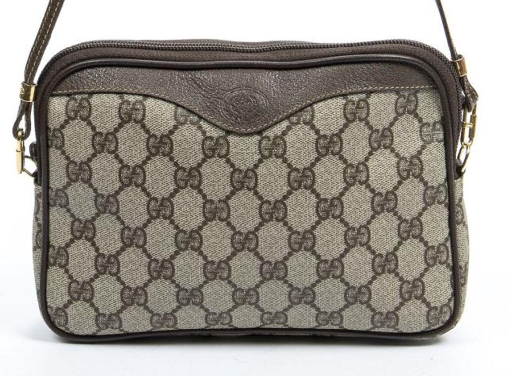 Appraisal: Gucci square crossbody bag in beige monogram coated canvas with