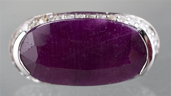 Appraisal: KT white gold genuine ruby ring Ring contains one Cct