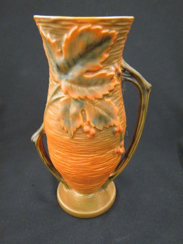 Appraisal: Roseville Pottery Bushberry Vase brown - excellent