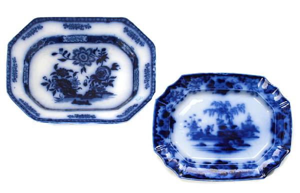 Appraisal: Two English flo blue ironstone meat platters each with impressed