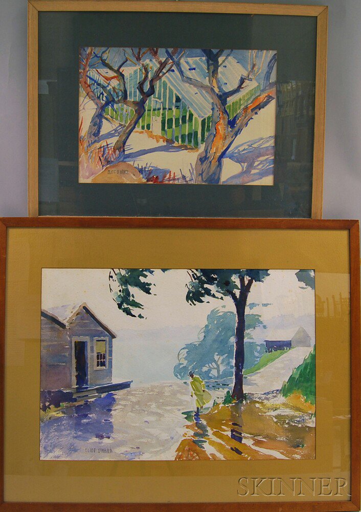 Appraisal: Eliot O'Hara American - Two Framed Watercolors Greenhouses and Nor'easter