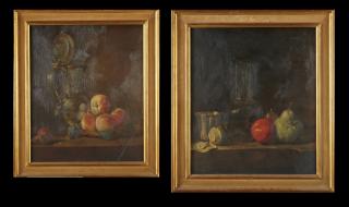 Appraisal: French School Still Life of Fruit and a Carafe and