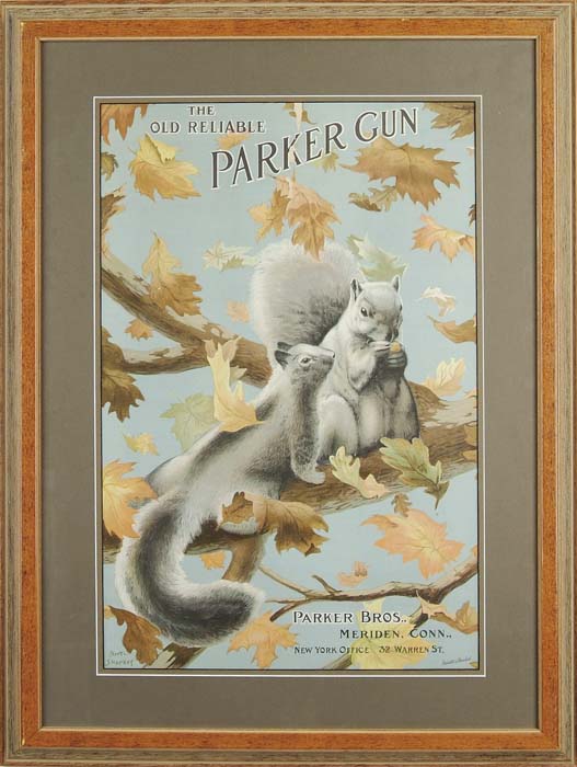 Appraisal: FRAMED RARE PARKER ADVERTISING POSTER Artist Bert Sharkey's Parker poster