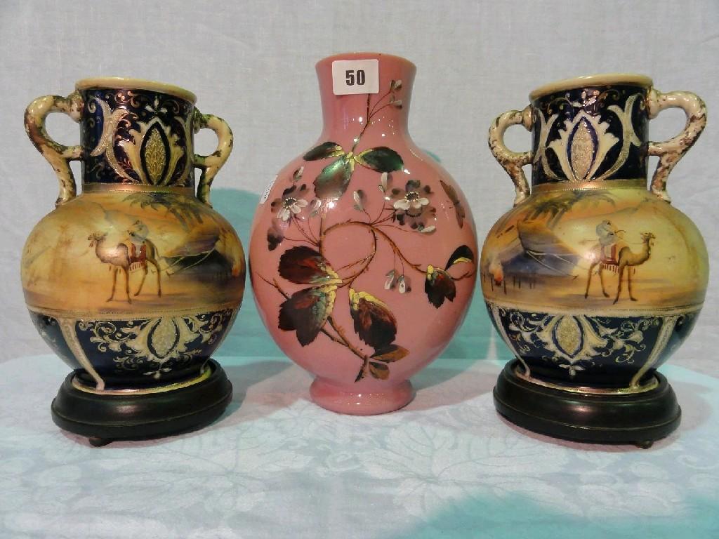 Appraisal: A pair of early th century Noritake two handled vases