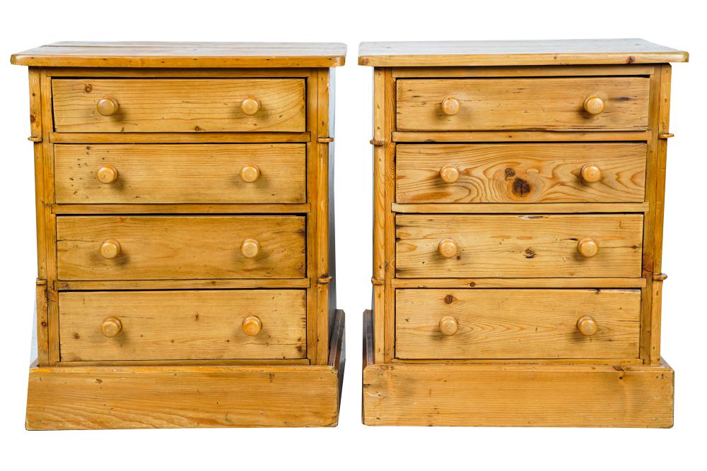 Appraisal: PAIR OF ENGLISH PINE FOUR DRAWER NIGHTSTANDSCondition with scattered nicks