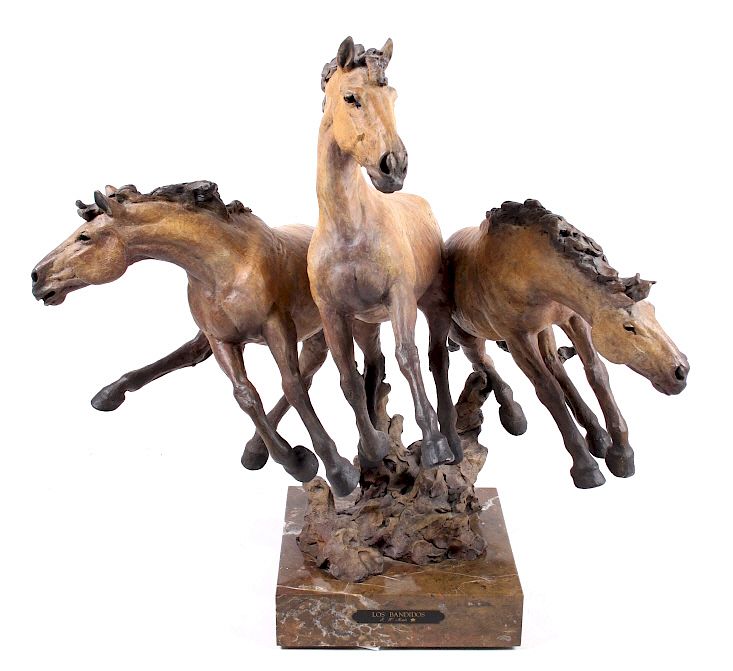 Appraisal: J W Muir Los Bandidos Equestrian Bronze Sculpture Available in