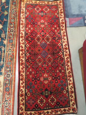 Appraisal: Hamadan Persian Handmade Mat floral on red field ' x