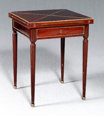 Appraisal: Louis XVI style handkerchief table highly figured mahogany top with