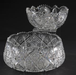 Appraisal: Two Bohemian cut crystal bowls w and w Two Bohemian