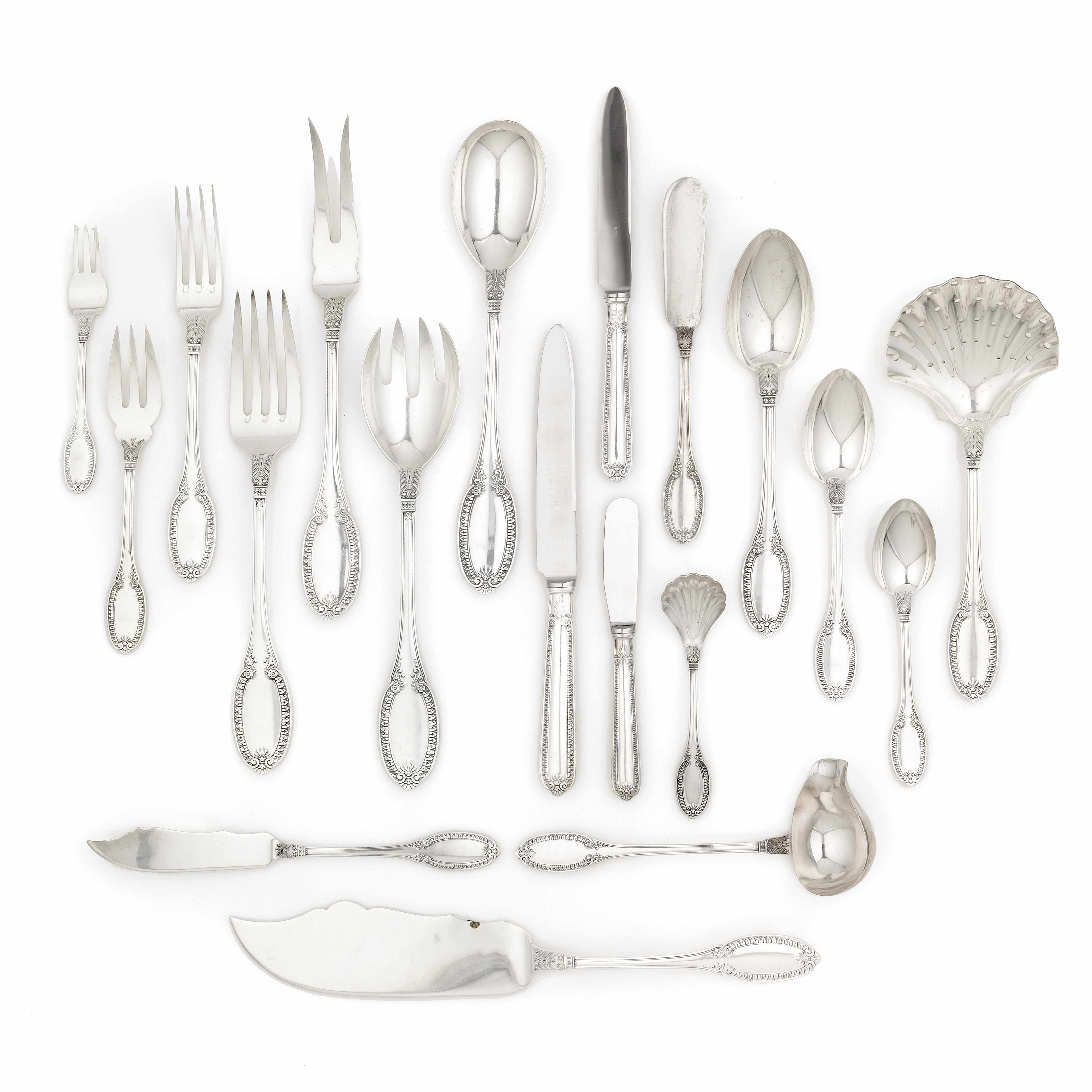 Appraisal: An Italian sterling flatware set with an associated case M