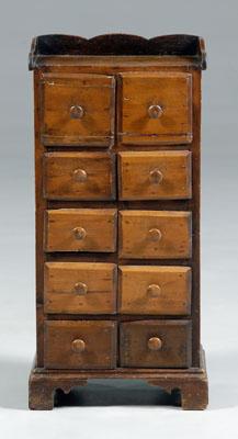 Appraisal: Ten-drawer apothecary cabinet mixed woods nailed construction American or British