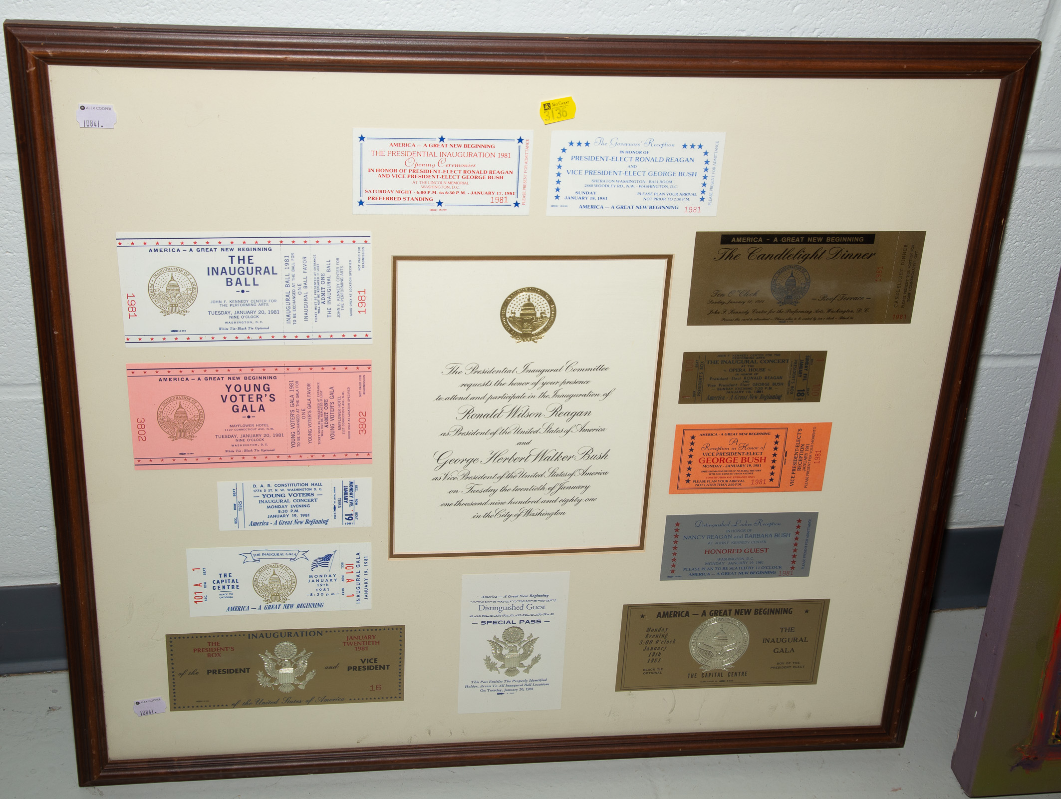 Appraisal: RONALD REAGAN PRESIDENTIAL INAUGURAL MEMORABILIA Frame size x in