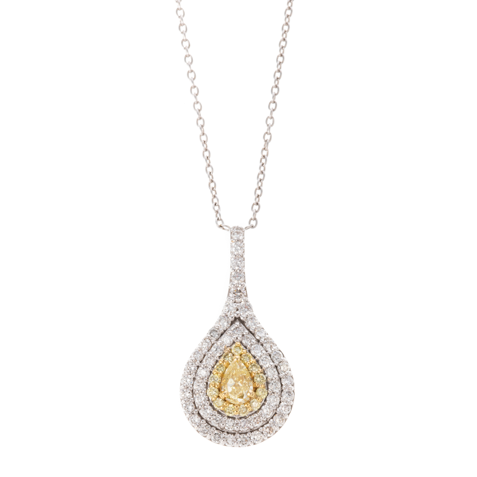 Appraisal: A PEAR-SHAPE YELLOW WHITE DIAMOND PENDANT IN K K white