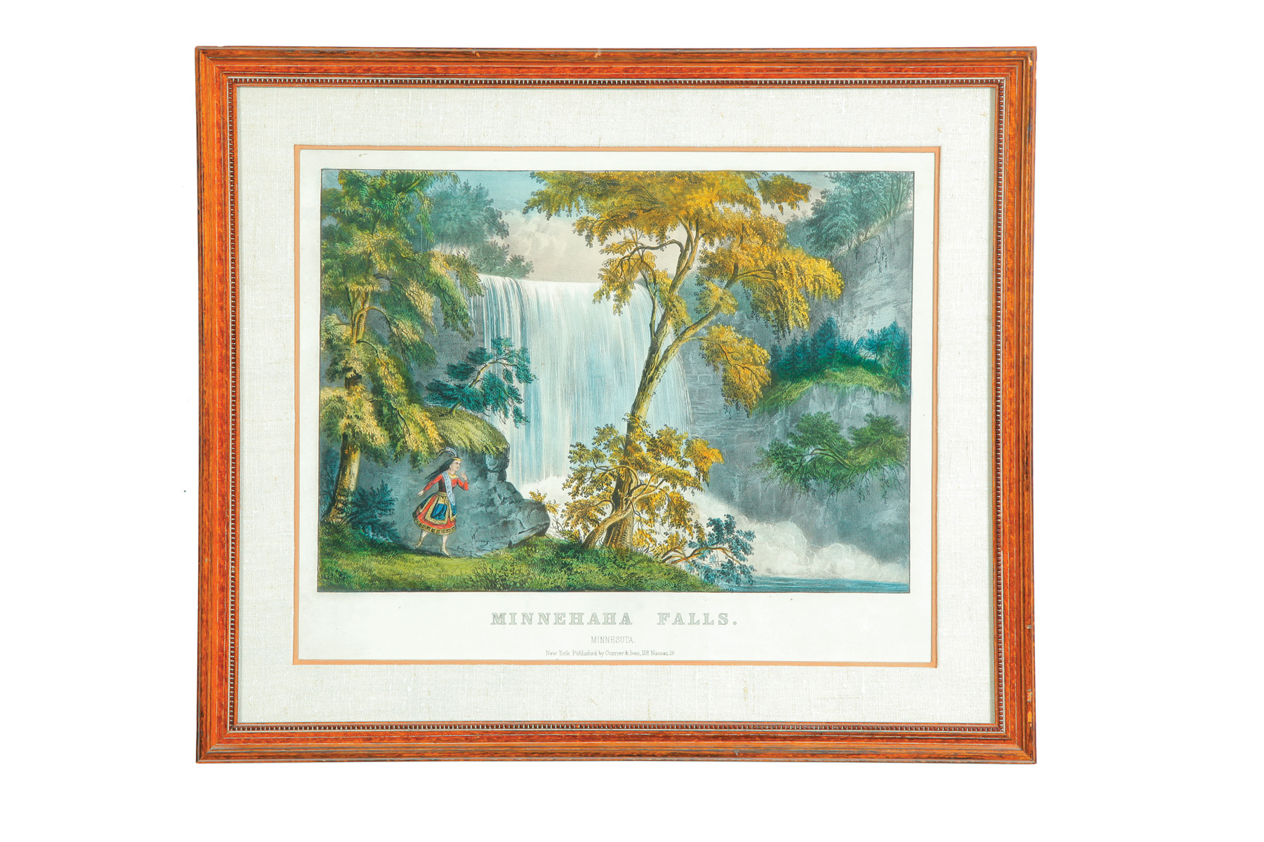 Appraisal: MEDIUM FOLIO CURRIER IVES MINNEHAHA FALLS Colored lithograph C Matted