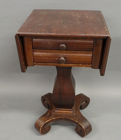 Appraisal: Empire mahogany end table with two drawers h x w