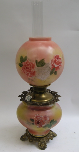 Appraisal: AMERICAN GONE WITH THE WIND STYLE OIL LAMP yellow and