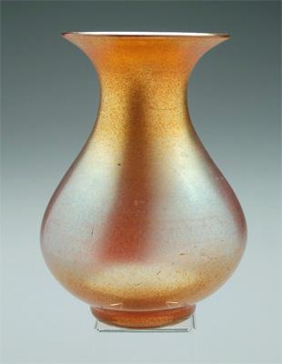 Appraisal: Durand vase baluster base tapering to everted rim iridescent gold