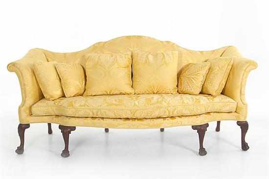 Appraisal: Fine Chippendale style mahogany sofa th century serpentine back with