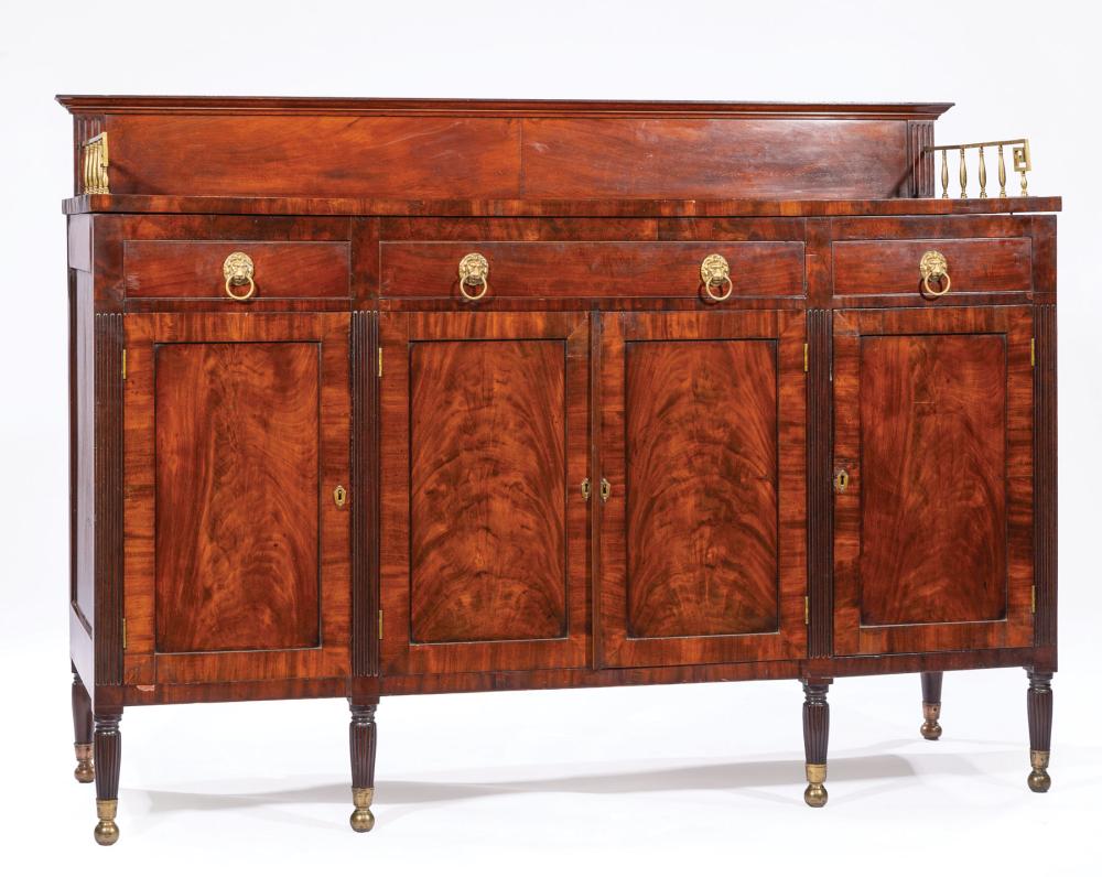 Appraisal: American Classical Brass-Mounted Mahogany Sideboard early th c New York