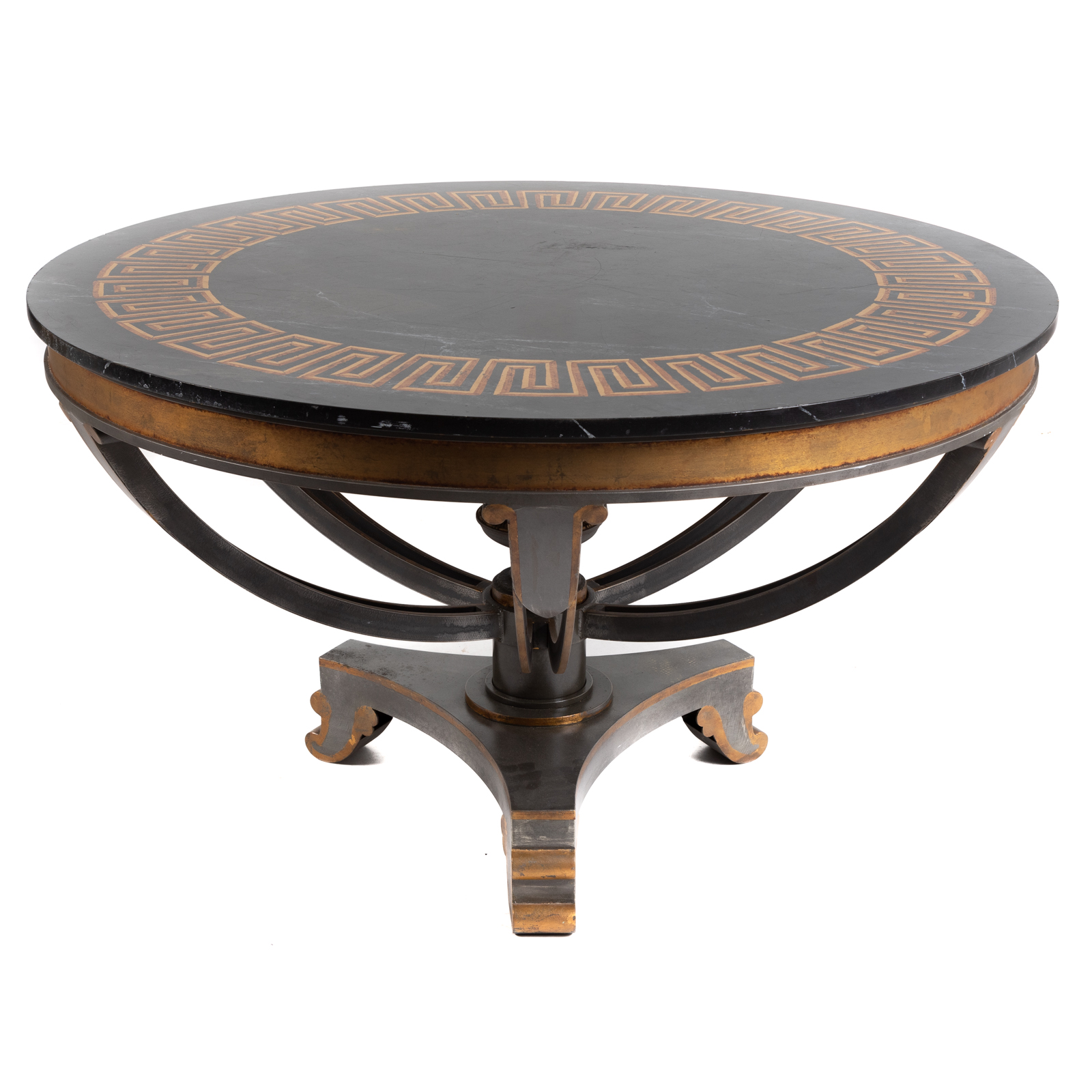 Appraisal: CLASSICAL STYLE WOOD METAL PEDESTAL TABLE th century with removable