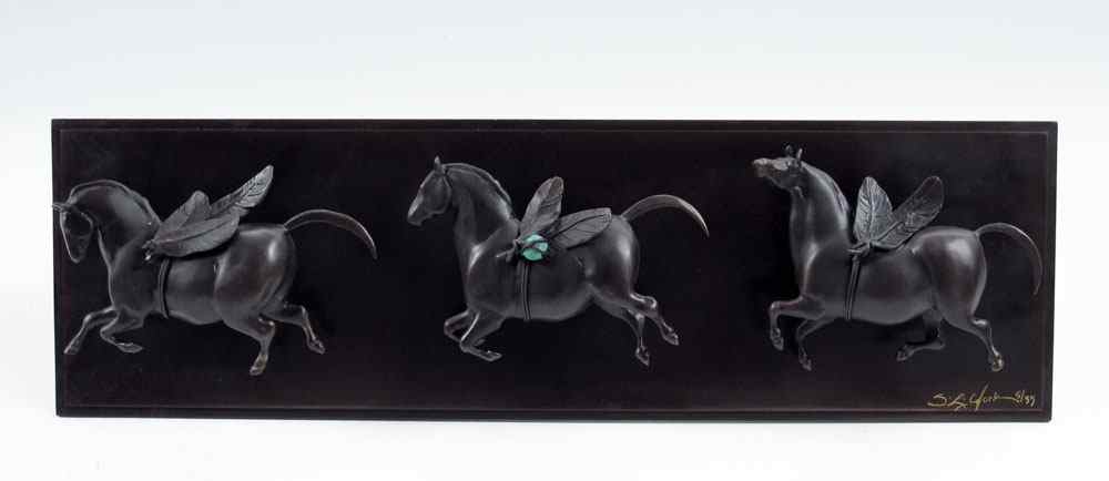 Appraisal: YORK Star Lianna American th Century ''Horse Flies'' BRONZE RELIEF