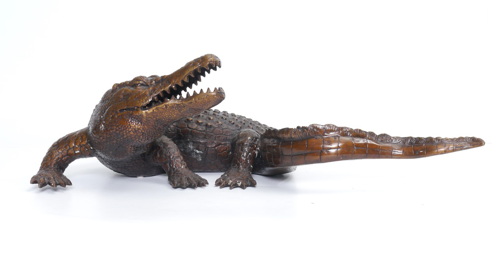 Appraisal: BRONZE ALLIGATOR SCULPTURE '' h x '' w x ''