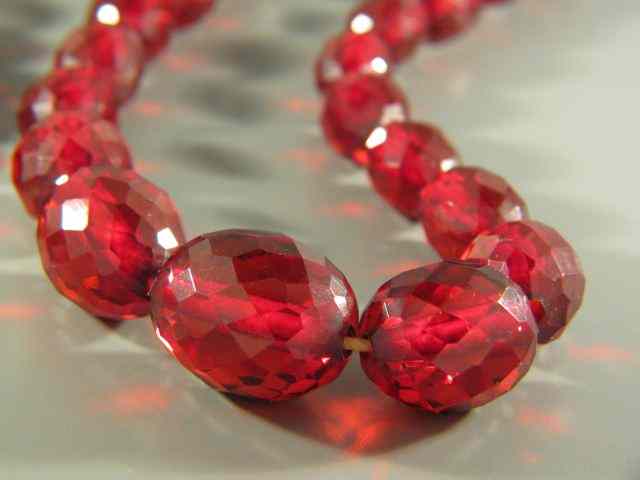 Appraisal: Cherry Amber Necklace graduated faceted beads '' long