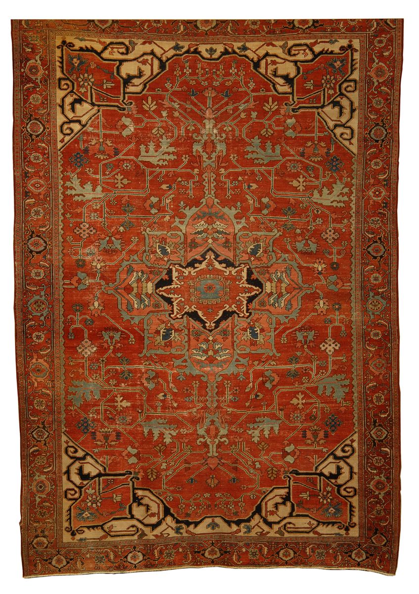 Appraisal: ORIENTAL RUG SERAPI ' x ' Gabled central medallion of