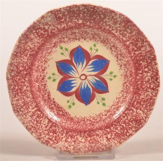 Appraisal: Red Spatter Dalilah Pattern Toddy or Cup Plate Red Spatter