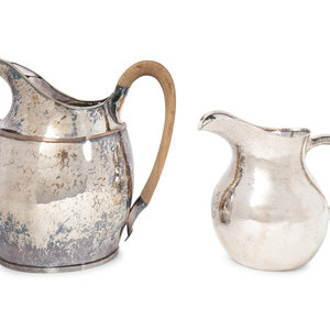 Appraisal: A Gorham Silver Pitcher and an American Hammered Silverplate Pitcher