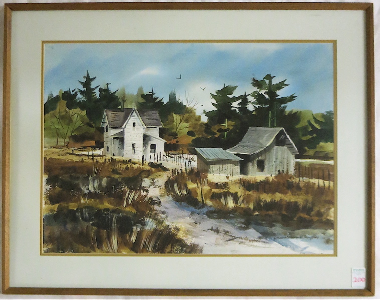 Appraisal: SATSUKO HAMILTON WATERCOLOR ON PAPER Oregon Japan st century Farmhouse